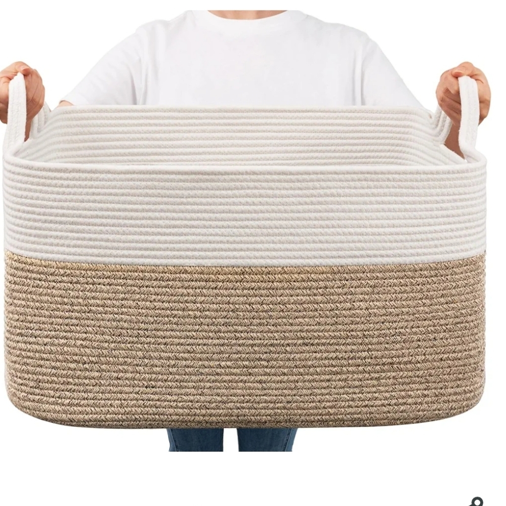 Two-Tone Woven Ex-large Storage Basket NWT